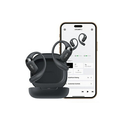 オープンイヤー型完全ワイヤレスイヤホン OpenFit 2 ブラック Shokz SKZ-EP-000045