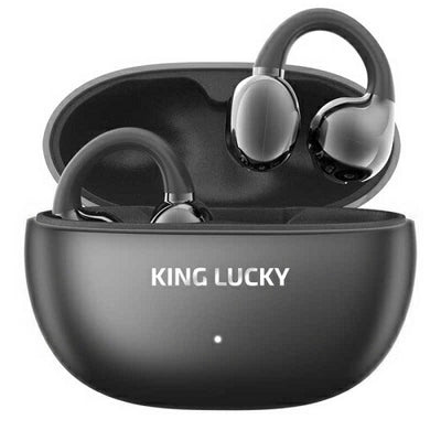 完全ワイヤレスイヤホン[イヤーカフ/長持ちバッテリー] ブラック KINGLUCKY i239-BK