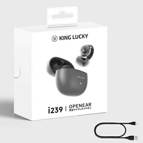 完全ワイヤレスイヤホン[イヤーカフ/長持ちバッテリー] ブラック KINGLUCKY i239-BK