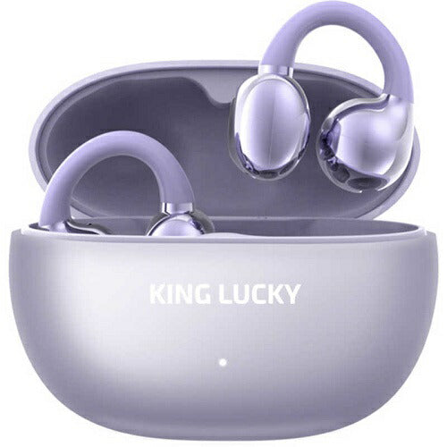 完全ワイヤレスイヤホン[イヤーカフ/長持ちバッテリー] パープル KINGLUCKY i239-PU