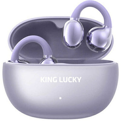 完全ワイヤレスイヤホン[イヤーカフ/長持ちバッテリー] パープル KINGLUCKY i239-PU