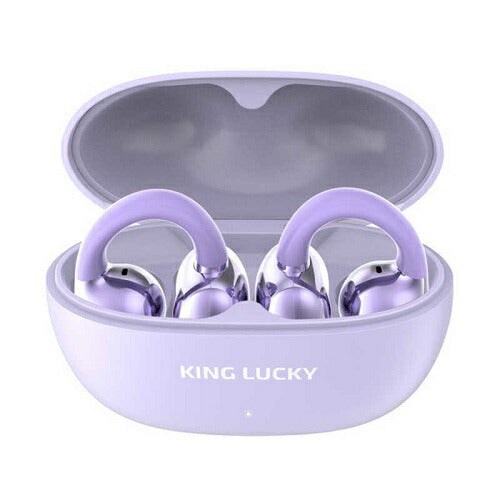 完全ワイヤレスイヤホン[イヤーカフ/長持ちバッテリー] パープル KINGLUCKY i239-PU