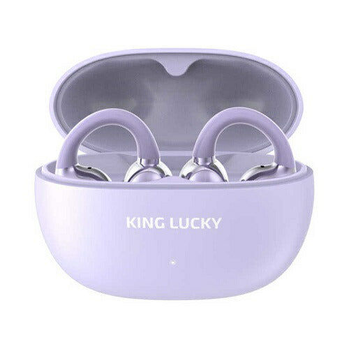 完全ワイヤレスイヤホン[イヤーカフ/長持ちバッテリー] パープル KINGLUCKY i239-PU