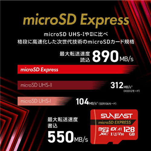 Switch2対応 microSD Expressカード Class10 128GB SUNEAST SE-MSE128G20P1F