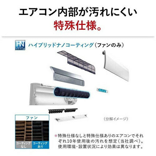 標準取付工事別 エアコン 本体のみ (霧ヶ峰) おもに6畳用 (冷房：6～9畳/暖房：5～6畳) Sシリーズ 電源100V （ピュアホワイト） 三菱 2025年モデル MSZ-S2225-W