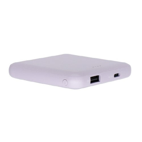 スリムモバイルバッテリー Type-C1ポート/USB1ポート 5000mAh パープル クオリティトラストジャパン QTC-0505PU