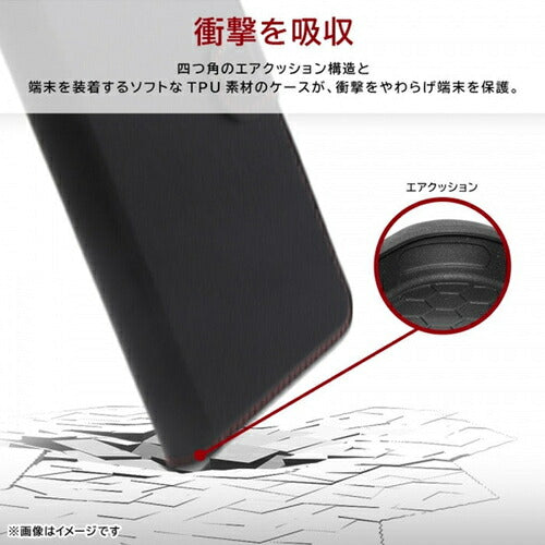 レイ・アウト Like standard 耐衝撃 手帳型レザーケース シンプル マグネット arrows We2用 ブラック/レッド RT-ARW2ELC1/BR