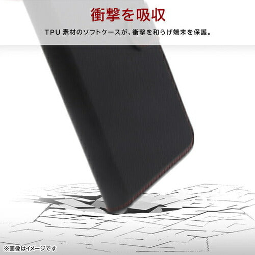 レイ・アウト Like standard Google Pixel 9 / Google Pixel 9 Pro 用 耐衝撃 手帳型レザーケース シンプル マグネット ブラック/レッド RT-GP9PELC1/BR