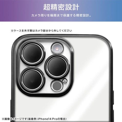 iPhone 16用 Like standard 精密設計 カメラ保護 衝撃吸収 バンパー メタリック TPUソフトケース（パープル） レイアウト RT-P46PFC2/VM