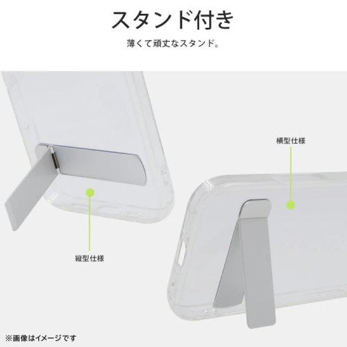 iPhone 16用 Like standard スタンド付き 衝撃吸収 バンパー ハイブリッドケース（クリア） レイアウト RT-P46STA1/CM