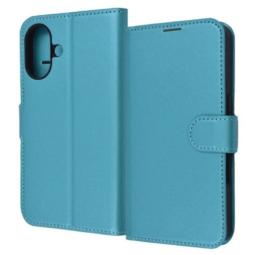 iPhone 16用 Like standard 耐衝撃 マグネットベルト シンプル 手帳型レザーケース（シャイニーブルー） レイアウト RT-P46ELC1/A