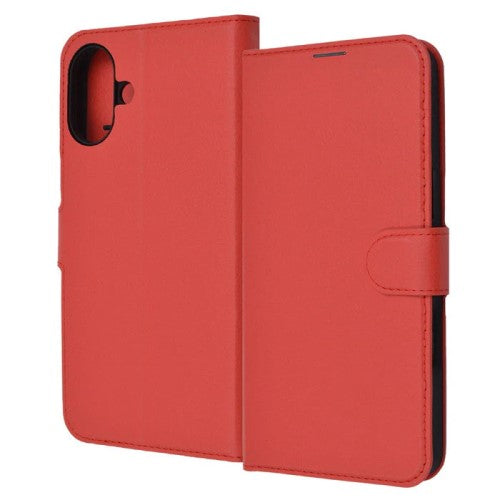 iPhone 16 Plus用 Like standard 耐衝撃 マグネットベルト シンプル 手帳型レザーケース（レッド） レイアウト RT-P48ELC1/R