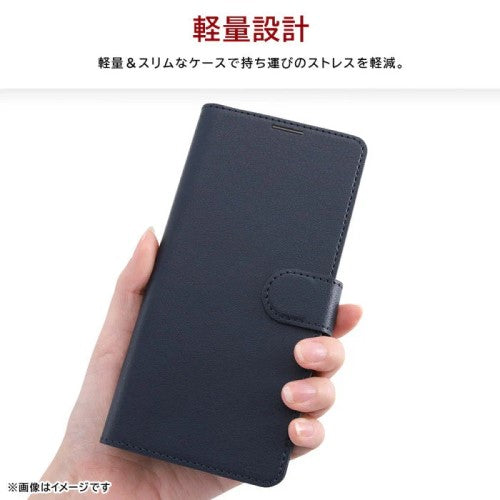iPhone 16 Pro用 Like standard 耐衝撃 マグネットベルト シンプル 手帳型レザーケース（ダークネイビー） レイアウト RT-P47ELC1/DN