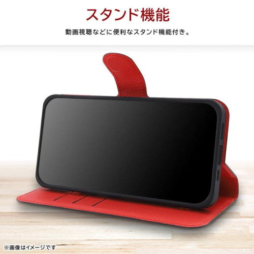 iPhone 16 Pro Max用 Like standard 耐衝撃 マグネットベルト シンプル 手帳型レザーケース（レッド） レイアウト RT-P49ELC1/R
