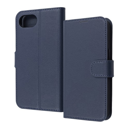 iPhone 16e用 Like standard 耐衝撃 マグネットベルト シンプル 手帳型レザーケース（ダークネイビー） レイアウト RT-P50ELC1/DN