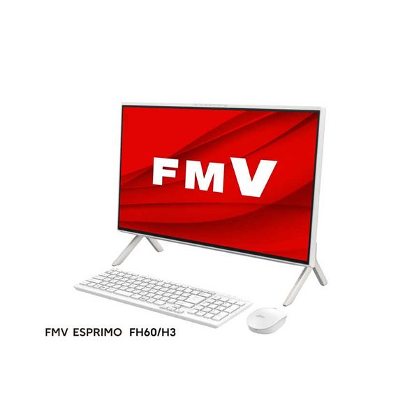 デスクトップパソコン 23.8型 液晶一体 FMV ESPRIMO FH60 H3 Ryzen 5-7530U メモリ 8GB SSD 512GB DVDドライブ Officeあり 富士通 FMVF60H3W