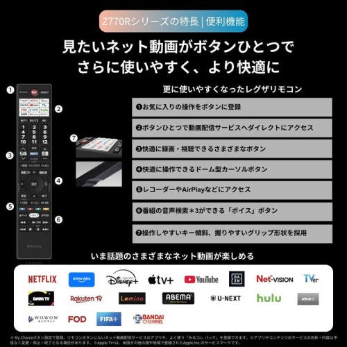 4K Mini LED液晶テレビ レグザ 65V型 REGZA 65Z770R