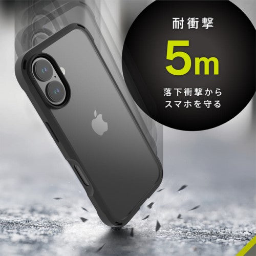 iPhone 16用 [GRAV UNLIMITED] 超衝撃吸収 ハイブリッドケース 5M ブラック Simplism(シンプリズム) トリニティ TR-IP24M2-GRU-CLBK