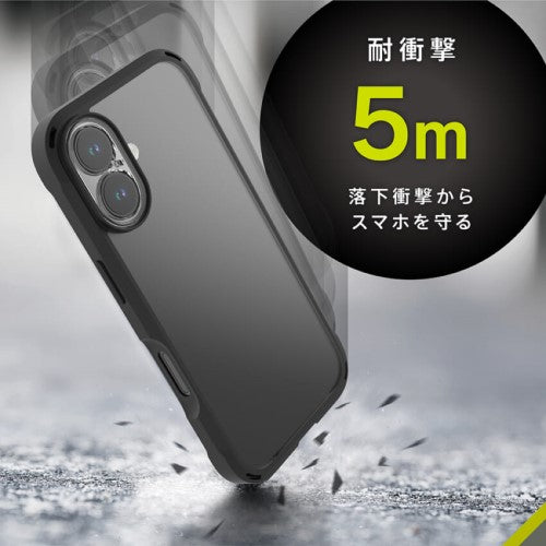iPhone 16用 [GRAV Solid UNLIMITED] 超精密設計 超衝撃吸収 ハイブリッドケース 5M ブラック Simplism(シンプリズム) トリニティ TR-IP24M2-GRUSL-CLBK