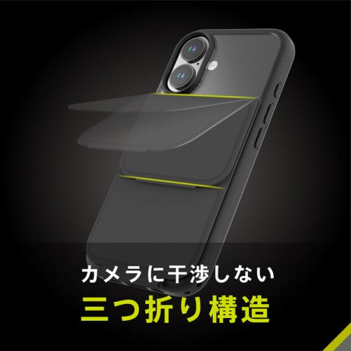 iPhone 16用 [Vertical Flip] 縦開き背面クリアフリップケース ブラック Simplism(シンプリズム) トリニティ TR-IP24M2-VF-BK