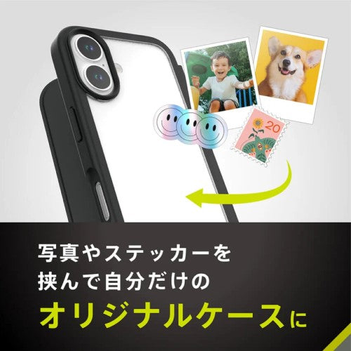 iPhone 16用 [Flip Shell] 背面クリアフリップシェルケース ブラック Simplism(シンプリズム) トリニティ TR-IP24M2-FS-BK