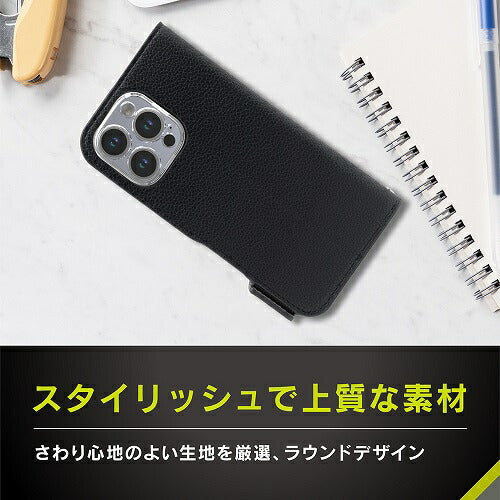 iPhone 16 Pro [FlipNote] 耐衝撃フリップノートケース ブラック トリニティ TR-IP24M3-FN-SHBK