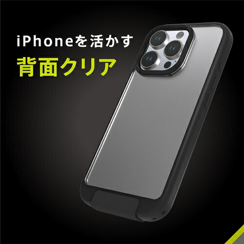 iPhone 16 Pro [Vertical Flip] 縦開き背面クリアフリップケース トリニティ TR-IP24M3-VF-BK
