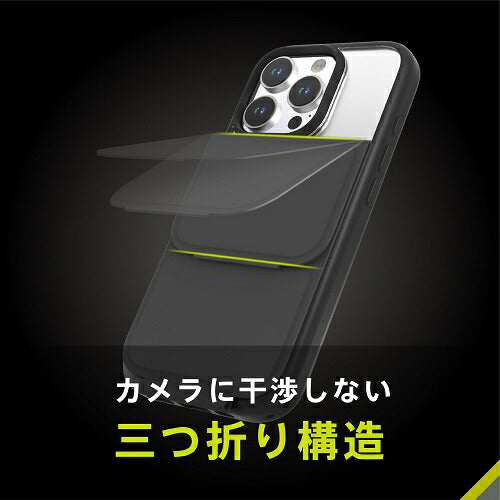 iPhone 16 Pro [Vertical Flip] 縦開き背面クリアフリップケース トリニティ TR-IP24M3-VF-BK