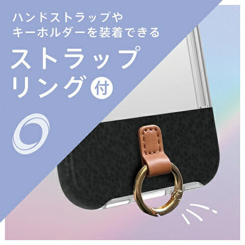iPhone 16 [FINO Ring] ストラップリング付き 背面クリアハイブリッドレザーケース トリニティ AM-IP24M2-FIR-BK