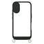 iPhone 16 [Vertical Flip] ストラップリング付き 縦開き背面クリアフリップケース ブラック トリニティ AM-IP24M2-VFS-BK
