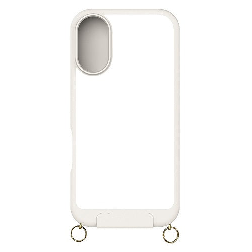 iPhone 16 [Vertical Flip] ストラップリング付き 縦開き背面クリアフリップケース グレージュ トリニティ AM-IP24M2-VFS-GRG