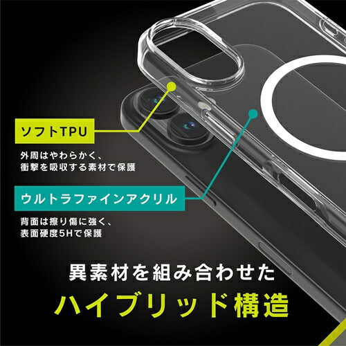 for iPhone [Turtle] MagSafe対応 ハイブリッドクリアケース iPhone 17 ブラックリング トリニティ TR-IP25M2-TTMS-CLBK