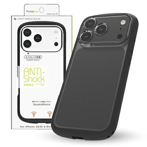 for iPhone [LIGHT SHIELD Solid] 超精密設計 衝撃吸収 ハイブリッドクリアケース iPhone 17 Pro Max クリア×ブラック トリニティ TR-IP25L3-LDSL-CLBK