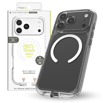 for iPhone [LIGHT SHIELD Solid] MagSafe対応 超精密設計 衝撃吸収 ハイブリッドクリアケース iPhone 17 Pro Max ホワイトリング トリニティ TR-IP25L3-LDSM-CLWT
