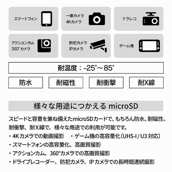 Professional microSDXC 64GB Class10 UHS-1 (U3) V30 A2対応 SD変換アダプタ付属 ［Class10 /64GB］ アーキス AS-064GMS-PV3