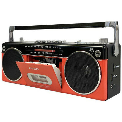 Bluetooth対応 ラジオカセットレコーダー(レッド) アイワ GAA4-RCP0002(RD)