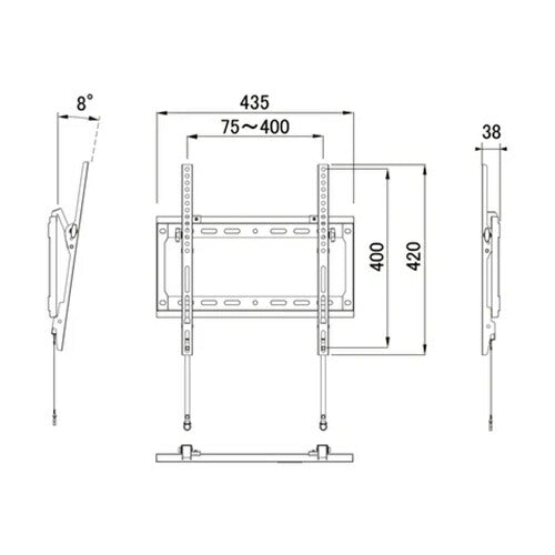 テレビ壁掛け金具 推奨テレビサイズ 26～65V 耐荷重40kg ブラック 朝日木材加工 TLT-105BK