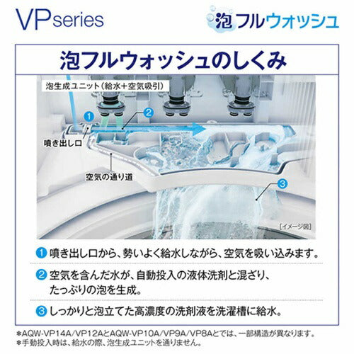 全自動洗濯機 洗濯・脱水10.0kg VPシリーズ ホワイト アクア AQW-VP10A-W