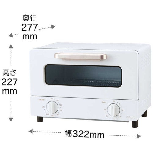 オーブントースター 1400W 2枚焼き ホワイト アクア AQT-CG12T-W