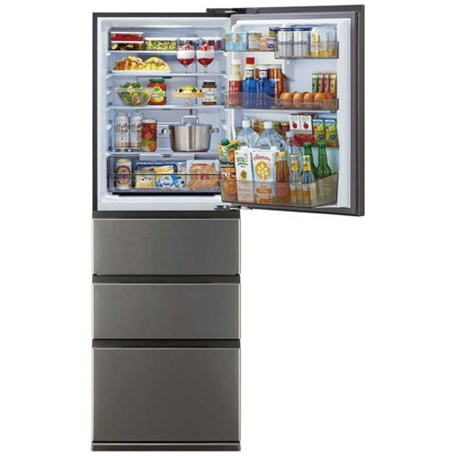 冷蔵庫 362L FREEZIA+ AQUA アクア AQR-36R2(DS) ブライトダークシルバー 4ドア 右開き 幅60cm 大容量 まん中冷凍室2段 省エネ シンプル フラット スクエアデザイン