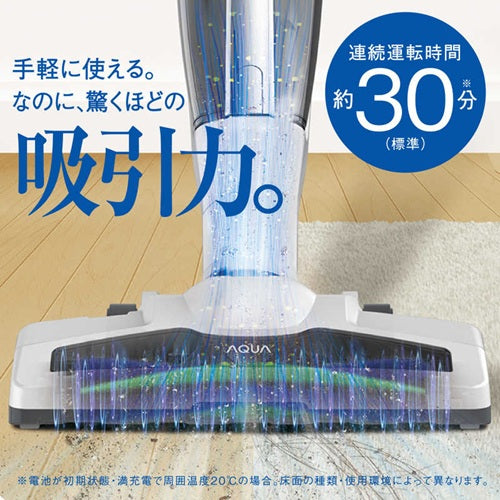 掃除機 コードレス スティック ハンディ クリーナー アクア AQC-ZX1A-W ホワイト LEDライト搭載