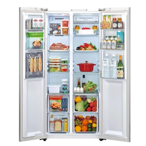 冷蔵庫 475L 観音開き アクア AQR-SBS48A(W) クリアマーブルホワイト 大容量