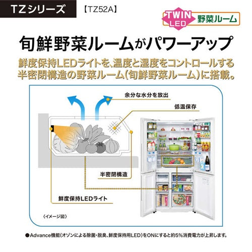 AQUA アクア 4ドア冷蔵庫 TZシリーズ 518L AQR-TZ52A-T ブラウン