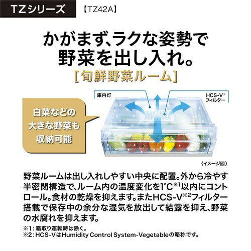 AQUA アクア 4ドア冷蔵庫 TZシリーズ 420L AQR-TZ42A-H グレー