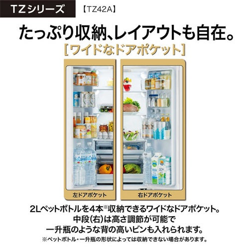 AQUA アクア 4ドア冷蔵庫 TZシリーズ 420L AQR-TZ42A-H グレー