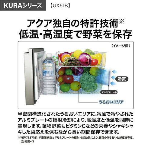 AQUA アクア 4ドア冷凍冷蔵庫 KURA SERIES AQR-UX51B(K) 508L フレンチドア エボニーブラック