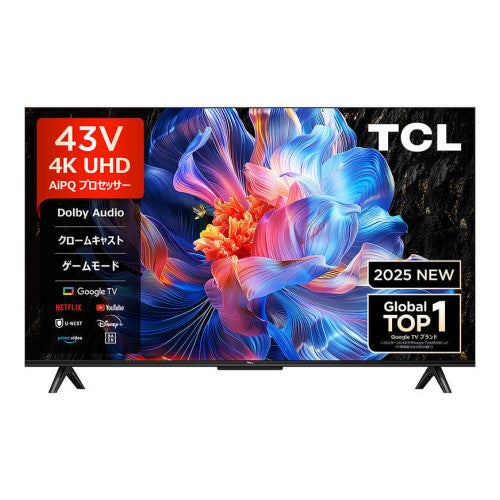 TCL ティーシーエル 4K液晶テレビ 43P6K 43V型 Google TV搭載