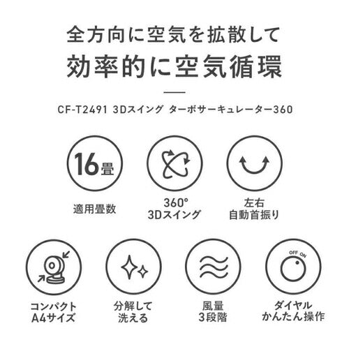 スリーアップ Three-up サーキュレーター CF-T2491WH 16畳
