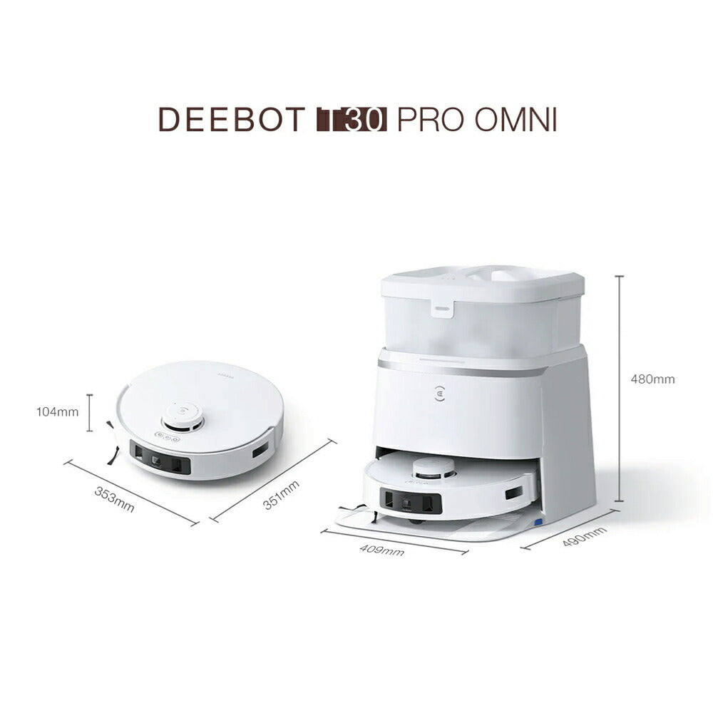 ロボット掃除機 DEEBOT T30 PRO OMNI エコバックス ECOVACS お掃除ロボット ecovacs 掃除機 自動掃除機 吸引 掃除ロボット 自動ゴミ収集 水拭き 2in1 高性能 マッピング機能 ホワイト×シルバー DDX14-12EE
