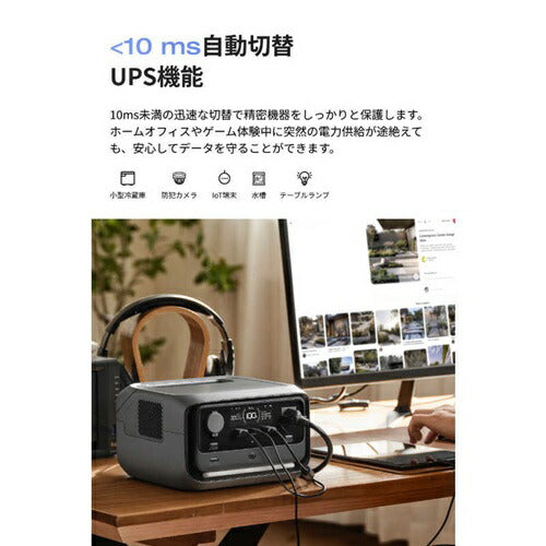 ポータブル電源 RIVER 3 Plus (290) AC出力コンセント3口 USB-C出力搭載 EcoFlow EFRIVER3Plus-JP-CBOX